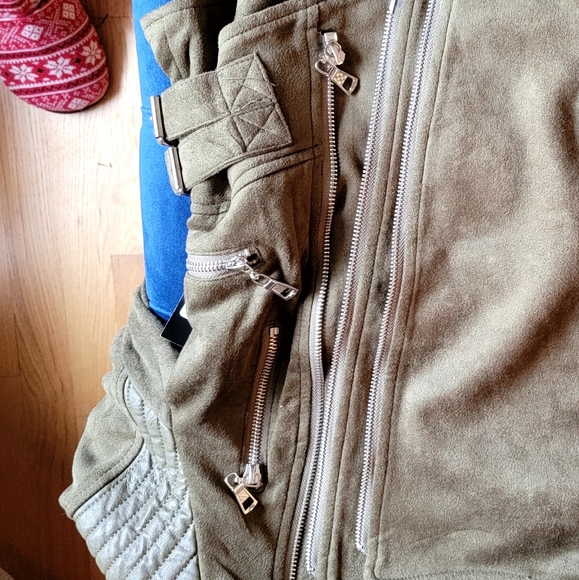 Ivory & Chain Bonita Biker Jacket Olive - Picture 6 of 12